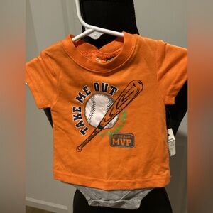Faded Glory Orange MVP Baseball Onesie